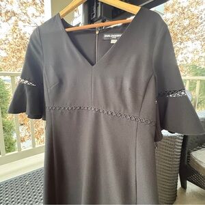 NWT Karl Lagerfeld Black Midi Dress with Eyelet Trim